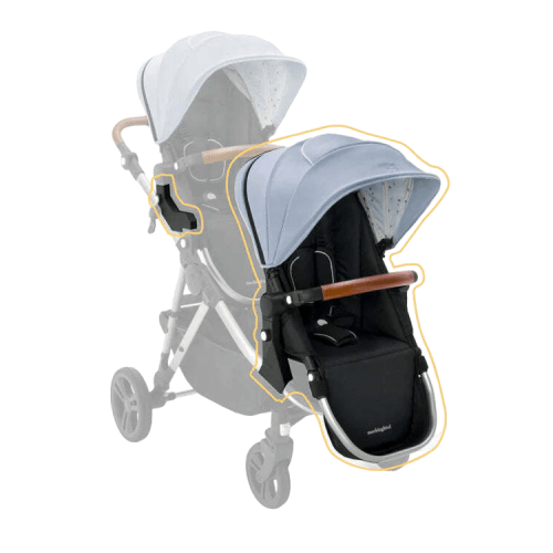 Mockingbird 2nd Seat Kit 2.0, Sky, Watercolor Drops, Silver With Penny Leather