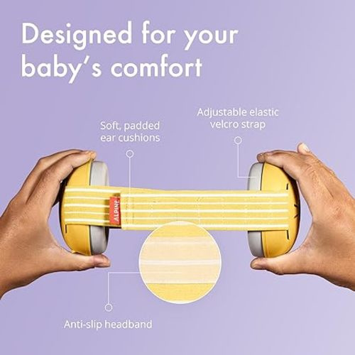 Alpine Muffy Baby Ear Protection for Babies and Toddlers up to 36 Months - CE & ANSI Certified - Noise Reduction Earmuffs - Comfortable Baby Headphones Against Hearing Damage & Improves Sleep - Yellow