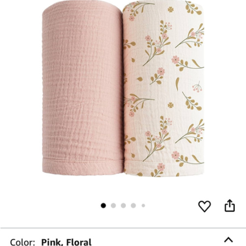 Konssy Muslin Swaddle Blankets for Boys Girls, 2 Pack Receiving Baby Blanket Large 47 x 47 inches, Soft Breathable Swaddling Wrap for Unisex Newborn (Pink, Floral)