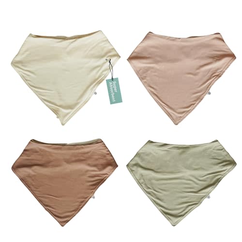 Caden Lane Bandana Bibs, Absorbent Baby Bib for Drooling, Feeding & Teething With Adjustable Double Snap Suitable for Newborns to Toddlers, Gender Neutral Gift for Baby Shower, 4 Pack, Soft Neutrals
