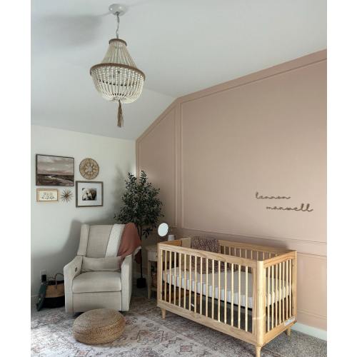 Wood script nursery baby room name laser cut sign cursive first and middle name signature font wall mounted crib change table decor