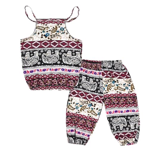 Baby Girls Boho Elephant Tops Harem Pants 2 Piece Outfits