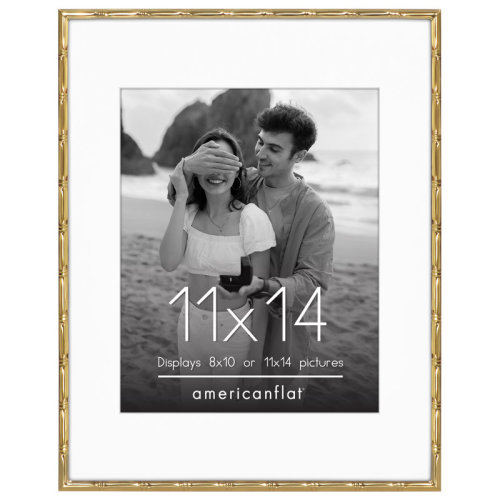 Americanflat Picture Frame with Bamboo-Style Molding and Shatter-Resistant Glass and Mat - for Tabletop or Wall Display | Wayfair