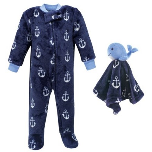 Hudson Baby Infant Boy Flannel Plush Sleep and Play and Security Toy, Whale Anchor, Size: 0-3 months