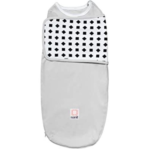Nanit Breathing Wear Swaddle – Works Pro Baby Monitor to Track Breathing Motion Sensor-Free, Real-Time Alerts, 100% Cotton, Size Large, 3-6 Months, Pebble Grey