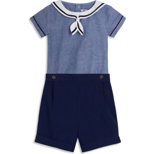 Sailor Collar Bodysuit & Pull-On Shorts Set, 6-12M