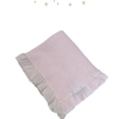 Stonewashed Puckered Blanket w/ Dotted Swiss Ruffle