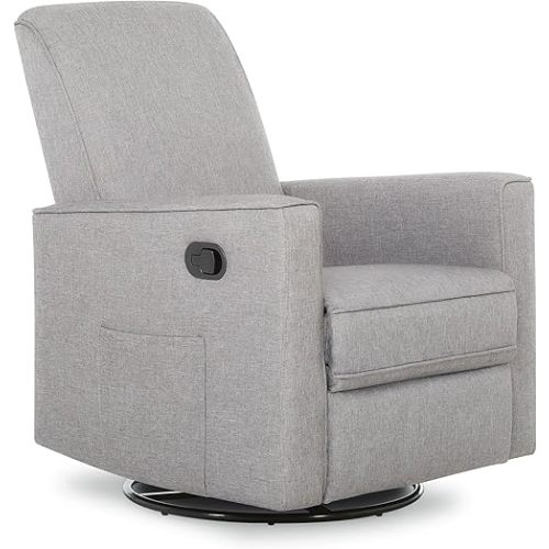 Evolur Raleigh Glider in Light Grey, Upholstered Plush Seating 360° Swivel Glider Rocking Chair, FSC Certified, Greenguard Gold & JPMA Certified Nursery Glider Recliner