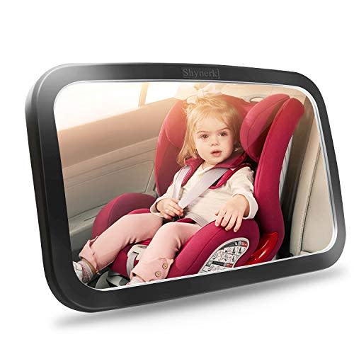 Shynerk Baby Car Mirror, Safety Car Seat Mirror for Rear Facing Infant with Wide Crystal Clear View, Shatterproof, Fully Assembled, Crash Tested and Certified
