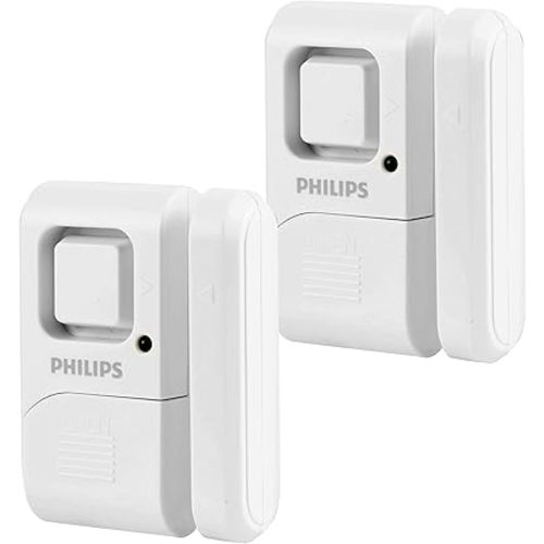 Philips Personal Security Window and Door Alarm, 4 Pack, DIY Protection, Burglar Alert, Wireless, Chime/Alarm, Easy Installation, Ideal for Home, Garage, Apartment, RV and More, LRM3320W/27