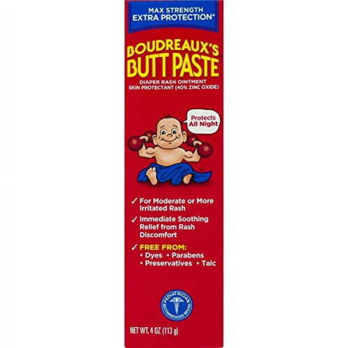 Boudreaux's Butt Paste Diaper Rash Ointment Maximum Tube Paraben Preservative Free, Max Strength, 4 Ounce