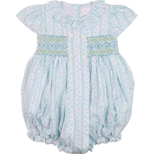 Green And Blue Smocked Floral Bubble – Cecil & Lou