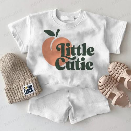 LITTLE CUTIE Baby 2-Piece Peach White Set