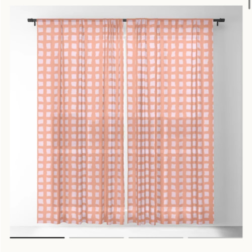 Gingham Print Pattern Peach Pink Orange
