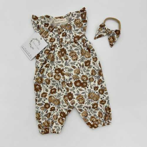 Baby Girl Cotton Floral Jumper Romper with Bow | OPTIONS| Jennifer Bria