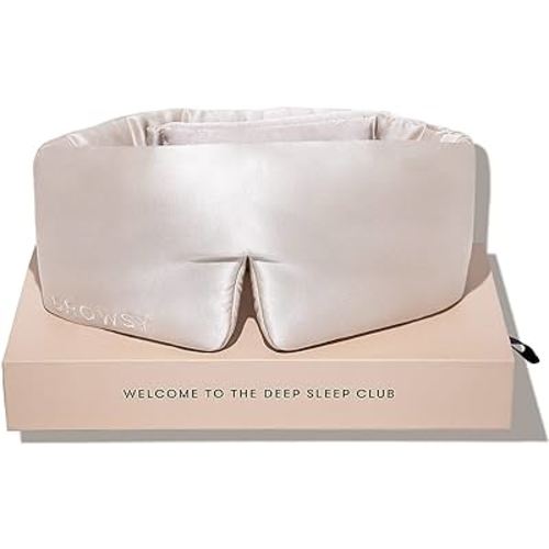 DROWSY Silk Sleep Mask. Face-Hugging, Padded Silk Cocoon for Luxury Sleep in Total Darkness. (Dusty Gold)