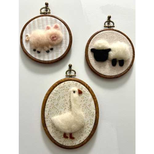 On the Farm - Framed Felted Farm Animals, Goose, Piggy or Sheep Neutral option Nursery and Toddler Room Decor