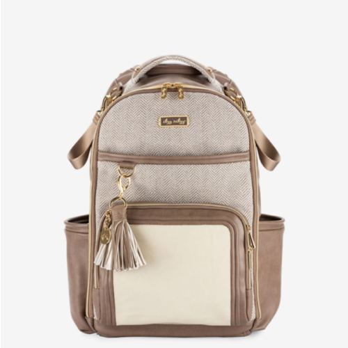Itzy Ritzy Diaper Bag Backpack – Large Capacity Boss Plus Baby Backpack Diaper Bag Featuring 19 Pockets, Changing Pad, Stroller Clips, and Comfortable Backpack Straps, Vanilla Latte Boss Plus