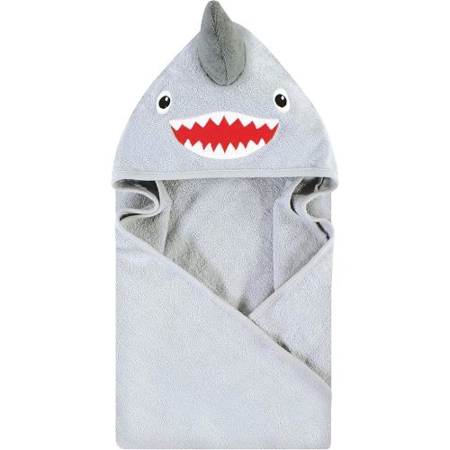 Hudson Baby Unisex Baby Cotton Animal Face Hooded Towel, Shark, One Size
