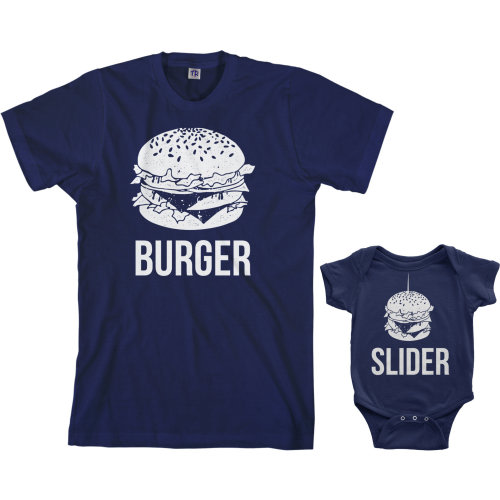 Burger and Slider Men's T-shirt And Infant Bodysuit Dad And Baby Matching Set