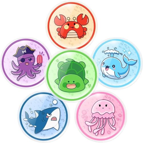 Ice Packs for Injuries Reusable, 6 Pcs, Boo Boo Ice Packs for Kids, FSA Eligible HSA, Hot Cold Compress, Pain Relief, Toddler Toothache, Baby Fever, Kindergarten Get Well Item for Child (Ocean Buddy)