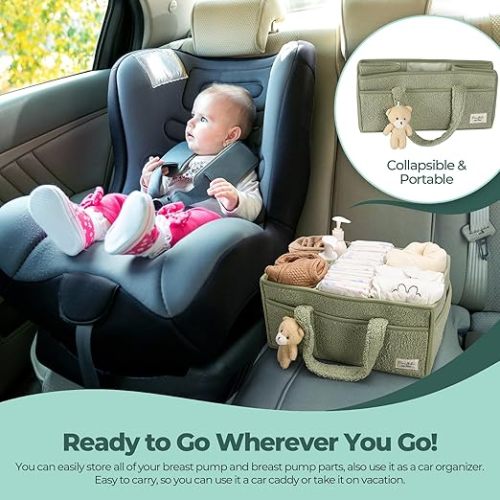 PeraBella Diaper Caddy Organizer for Changing Table, Storage Basket for Wipes, Gift for Baby Shower, Car Organizer, Nursery Organizer, Portable Storage
