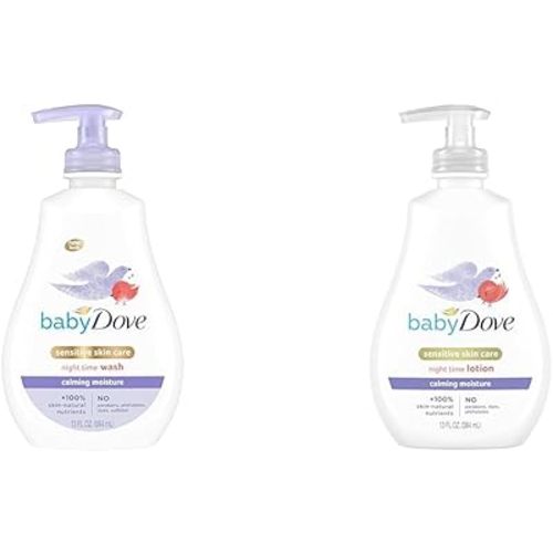 Baby Dove Sensitive Skin Care Baby Wash Calming Moisture For a Calming Bath Wash Hypoallergenic & Sensitive Skin Care Baby Lotion For a Soothing Scented Lotion Calming Moisture
