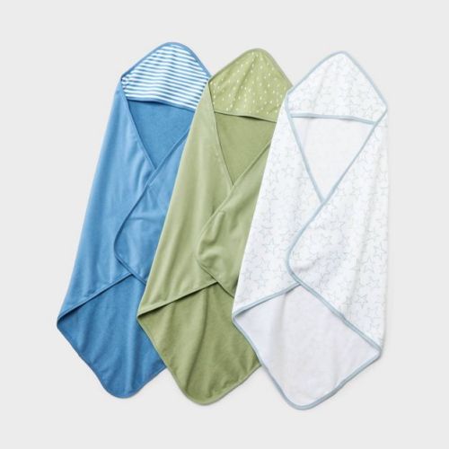 Baby 3pk Hooded Towel - Cloud Island™ Pink: Extra Lightweight Cotton-polyester Blend, Botanical Floral Design, 30"x30"
