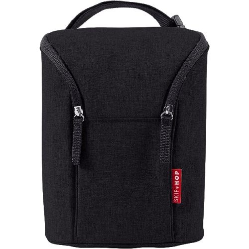 Skip Hop Baby Breastmilk Cooler Insulated Bottle Bag, Grab & Go, Chevron - Black