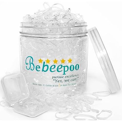 Clear Hair Elastics, BEBEEPOO 2000pcs Mini Rubber Bands for Hair, Clear Mini Elastic Hair Ties with Small Box, Soft Small Hair Tties for Girls Kids Women