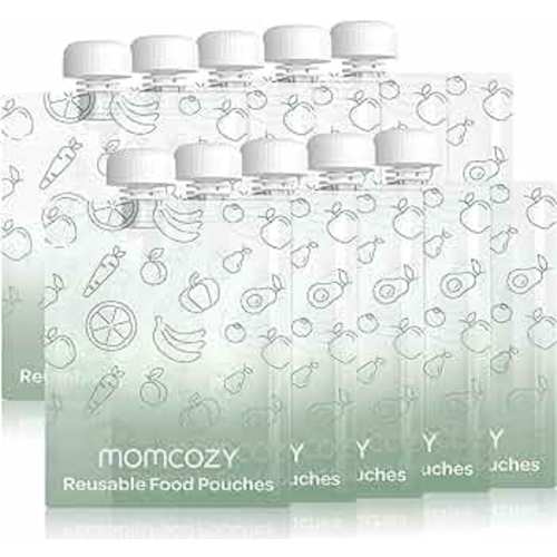 Momcozy Reusable Baby Food Pouches for Toddlers,BPA Free Plastic,Food Safe,Freezer Safe,Refillable for Applesauce Yogurt & Puree Squeeze Pouch,10 packs,5oz