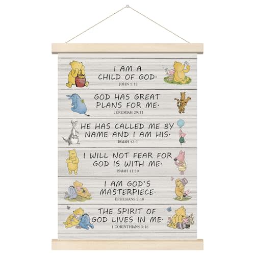 Tillfuru Inspirational Winnie Wall Art Hanger, Bible Verses for Kids, Christian Religious Wall Art Gifts, Classic Winnie Wall Decor, for Nursery Classrooms Bedroom Living Rooms 12x16 Inch