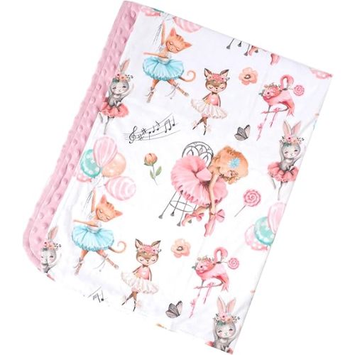 Premium Soft Plush Lightweight Minky Dot Toddler Baby Blanket for Newborn 30"x40" - Soft Baby Blanket for Boys and Girls - (Ballerinas) Unisex