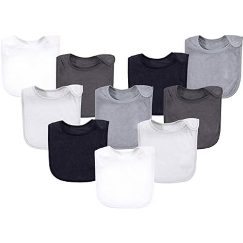 Hudson Baby Unisex Baby Rayon from Bamboo Terry Bibs, Black White, One Size