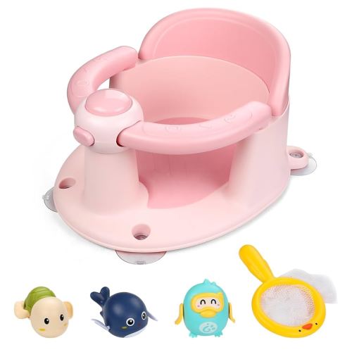 Baby Bath Seat for Babies 6 Months & Up,Infant Bathtub Chair with Suction Cup,Non-Slip,Safe Infant and Toddler Bath Seat for Sitting Up,Baby Bath tub Seat(Pink)