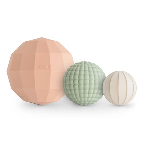 mushie Silicone Nesting Spheres Sensory Toy (Blush)