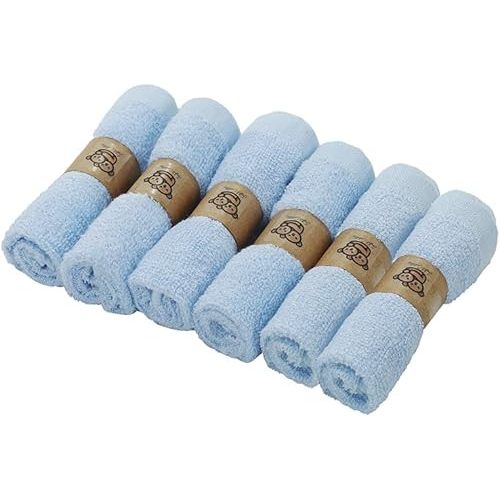 6-Pack Organic Baby Washcloths - Soft Viscose from Bamboo Washcloth, Baby Wash Cloths, Baby Wash Cloth for Newborn, Kids, Bath Baby Towels, Face Towel, Face Cloths for Washing Face (Light Blue)