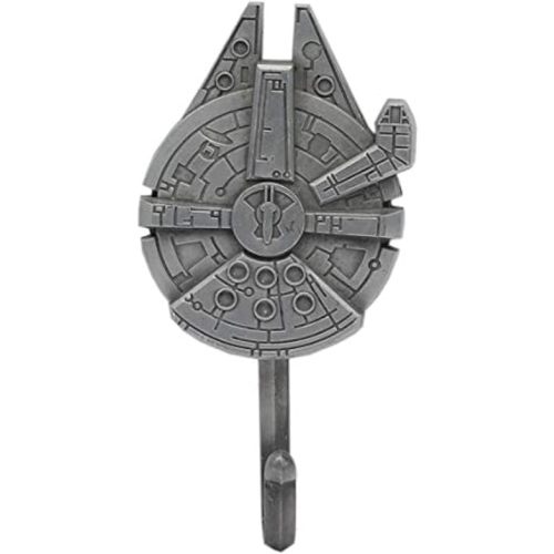 Open Road Brands Disney Star Wars Millennium Falcon Cast Iron Wall Hook - Star Wars Wall Hook for Coats, Jackets, Keys and More
