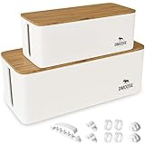 Amazon.com: D-Line Cable Management Box, Power Strip Holder, Floor Outlet Hider, Desk Cord Organizer, Cover TV Wires, Wire Storage, Extension Hiders, Concealer for Office Cords, Baby Proof Cables - Small, White : Electronics