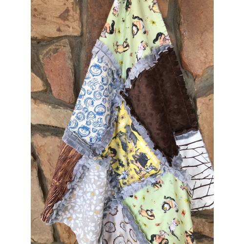 Where The Wild Things Are Lovey, Woodland Brown Gray Green Yellow Max Baby Boy Car Seat 22”x22” Security Blanket Photo Prop Shower Gifts