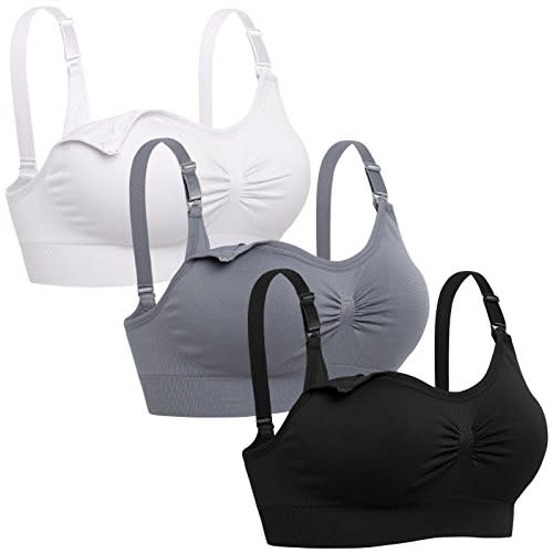Lataly Womens Seamless Nursing Bra Sleeping Maternity Bralette for Breastfeeding Pack of 3