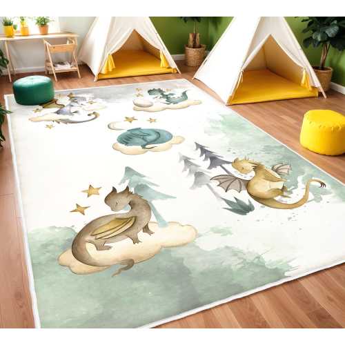 Little Dragon Nursery Rug ,Baby Dino Carpet, Custom Name Nursery Mat, Dragons Rug, Playroom Mat, Baby Rug, Baby Boys Room Decor, Baby Gift