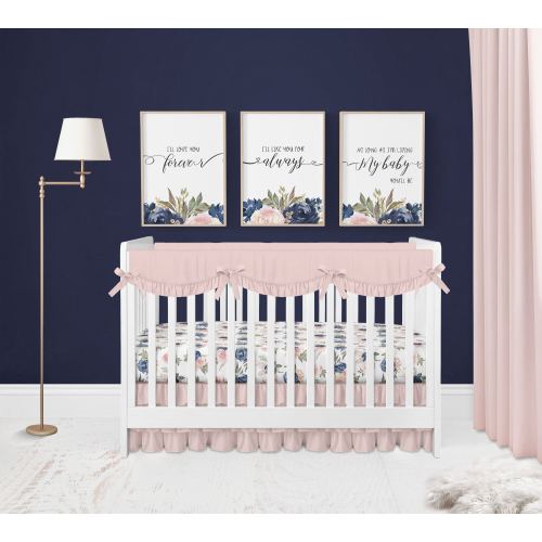 Floral Nursery Prints, Baby Girl Nursery Decor, Floral Nursery Decor, Watercolor Floral Print, Blush Pink Watercolor Flower Print, Navy Blue