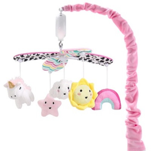 The Peanutshell Pink Look Up High Contrast Musical Crib Mobile for Baby Girls