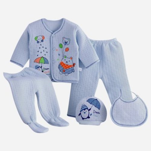 MEZZALL Unisex Baby Clothes 5 Piece Layette Sets Cotton Newborn Clothes Gift Set For 0-3 Months