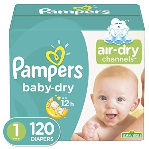 Diapers Newborn/Size 1 (8-14 lb), 120 Count - Pampers Baby Dry Disposable Baby Diapers, Super Pack - Size 1 (120 Count)