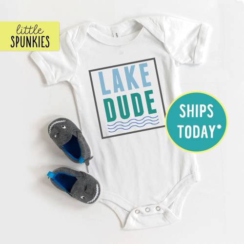 Cute Summer Outfit for Boys, Lake Dude Onesies® Brand, Boating Top for Boy Baby Bodysuit