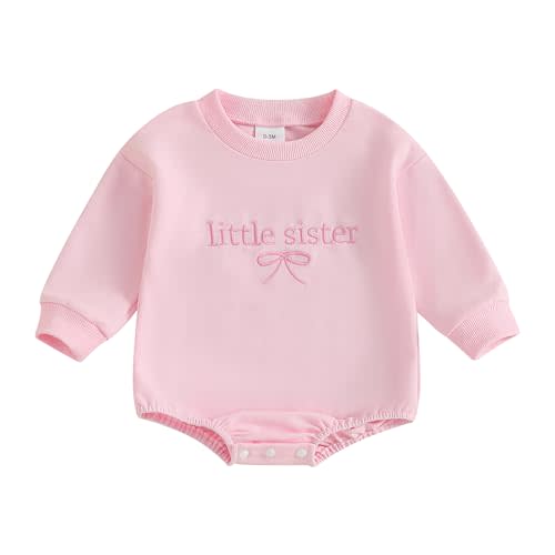 GOOCHEER Big Sister Little Sister Matching Outfit Newborn Baby Girl Long Sleeve Romper Toddler Girl Pullover Sweatshirt Top