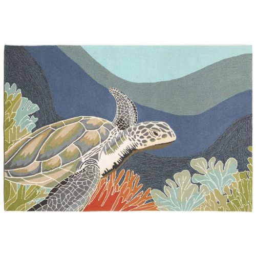Turtle Rug, 5' x 7'6" - Liora Manne Ravella Akumal Indoor/Outdoor Rug Ocean 5' x 7'6"