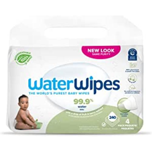 WaterWipes Plastic-Free Textured Clean, Toddler & Baby Wipes, 99.9% Water Based Wipes, Unscented & Hypoallergenic for Sensitive Skin, 240 Count (4 packs), Packaging May Vary - 240 Count (Pack of 4)